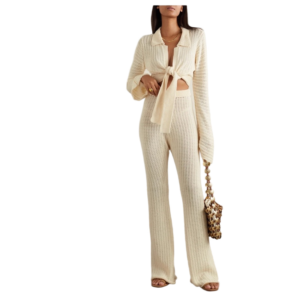 Savannah Morrow Halle open knit organic Crochet Set - top and pants - S